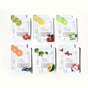 HnB - My Fruit Mask Pack, Mascarillas Faciales Coreanas Hidratantes de Frutas, 12 Unidades