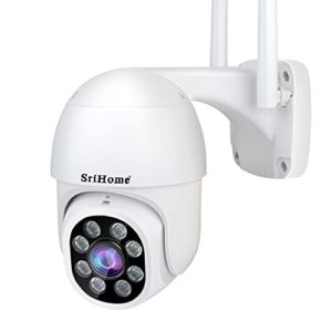 H+Y SriHome - Cámara WiFi externa Full HD 1080p, cámara IP con visión nocturna, 1080P PTZ IP cámara de vigilancia con Pan 350° y inclinación 90°, detección humana, audio bidireccional